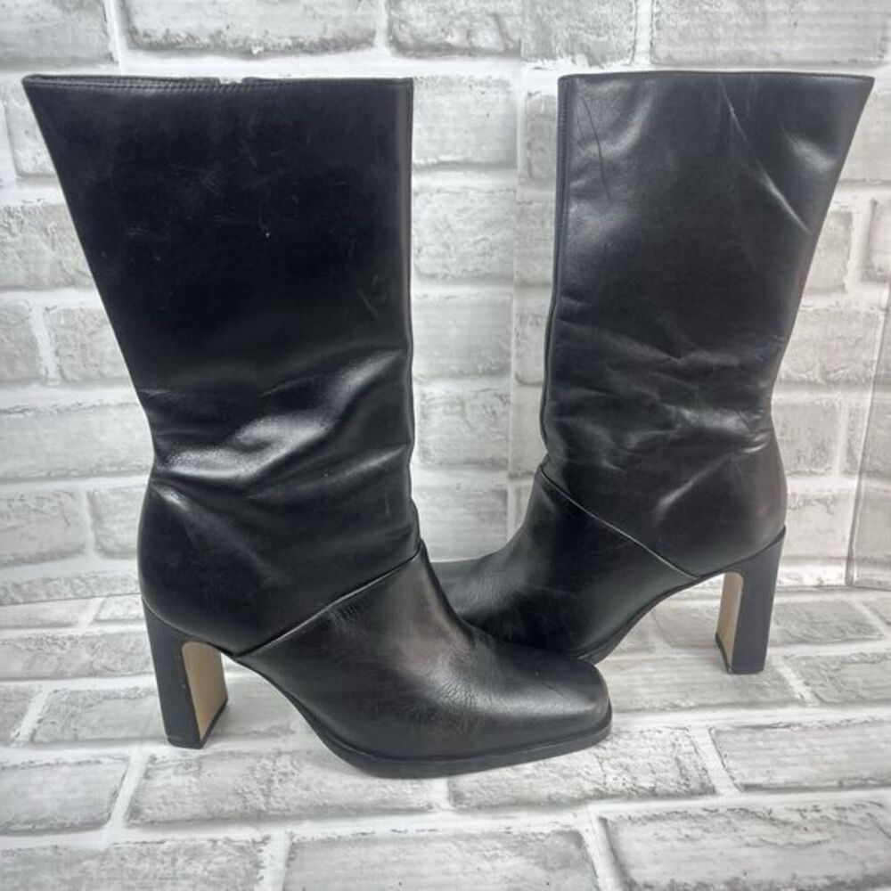 Bass Traynor Women's Size 8.5 Chunky Black Platform Mid Calf Zipper Y2K Boots